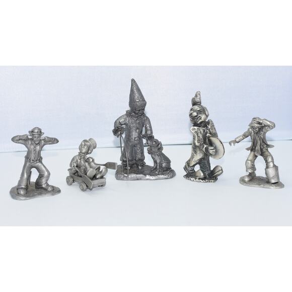 Lot Pewter Clown Figurines Hudson - Rawcliffe Davis - Wertvolles Zinn - Ricker
